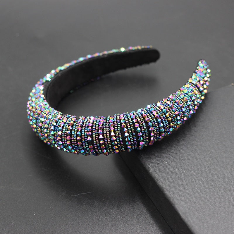Catwalk Luxury Personality Color Rhinestone Headband New Baroque Fashion Crystal Beads Headband For Women 702