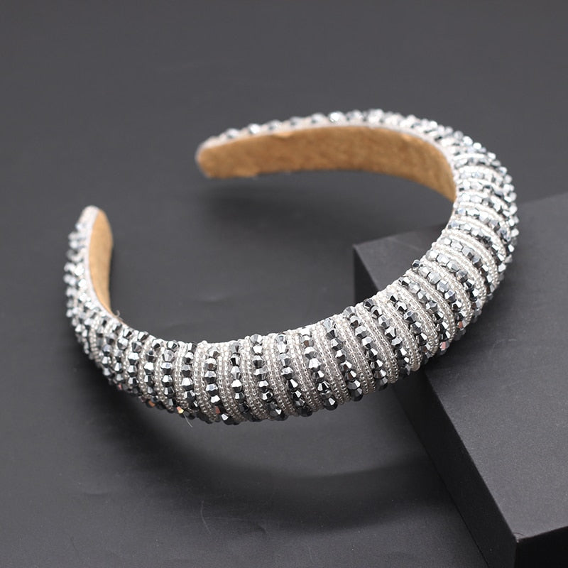 Catwalk Luxury Personality Color Rhinestone Headband New Baroque Fashion Crystal Beads Headband For Women 702