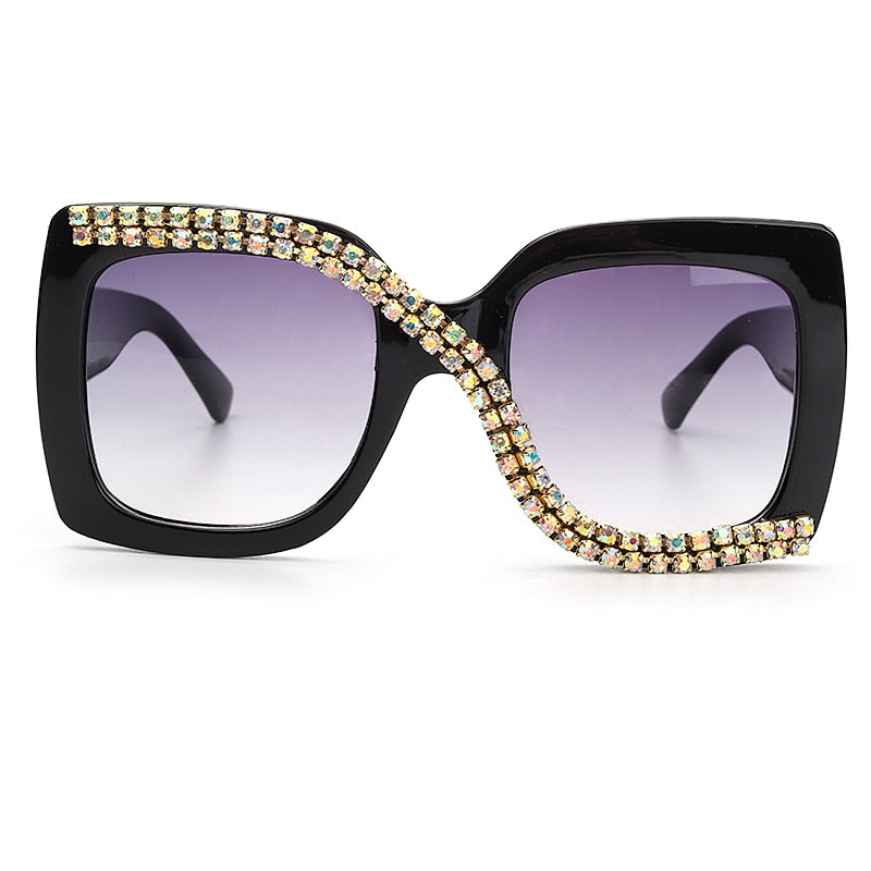 Diamond Square Sunglasses Women 2022 Luxury Vintage Oversize Sunglasses Unique One Piece Rhinestone Glasses Shades gafas de sol