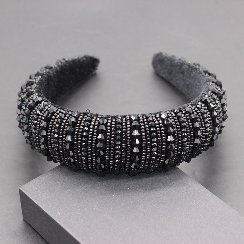 Catwalk Luxury Personality Color Rhinestone Headband New Baroque Fashion Crystal Beads Headband For Women 702