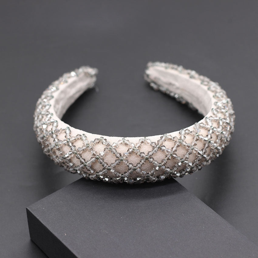 Catwalk Luxury Personality Color Rhinestone Headband New Baroque Fashion Crystal Beads Headband For Women 702