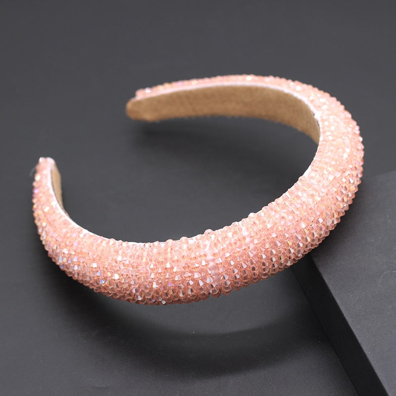 Catwalk Luxury Personality Color Rhinestone Headband New Baroque Fashion Crystal Beads Headband For Women 702