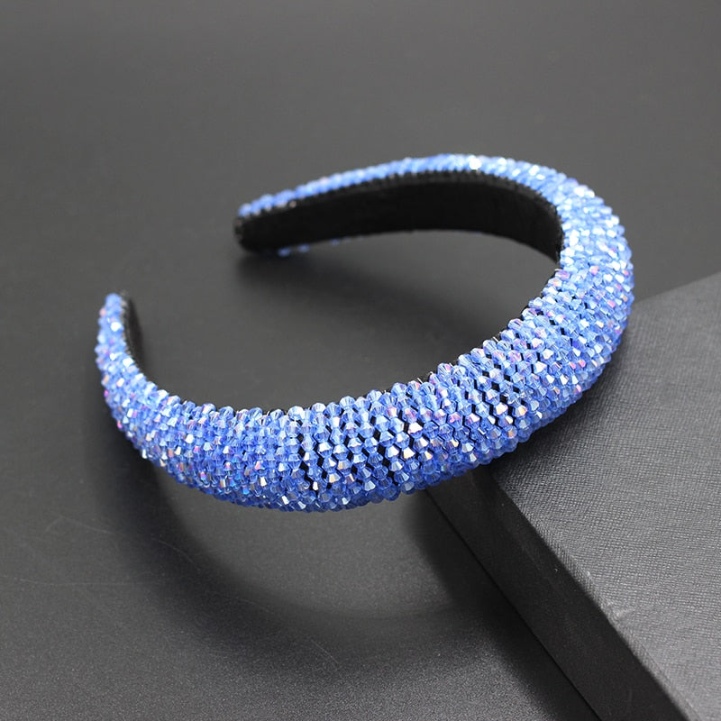 Catwalk Luxury Personality Color Rhinestone Headband New Baroque Fashion Crystal Beads Headband For Women 702