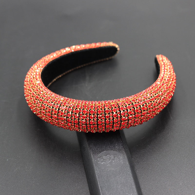 Catwalk Luxury Personality Color Rhinestone Headband New Baroque Fashion Crystal Beads Headband For Women 702