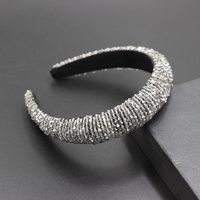 Catwalk Luxury Personality Color Rhinestone Headband New Baroque Fashion Crystal Beads Headband For Women 702