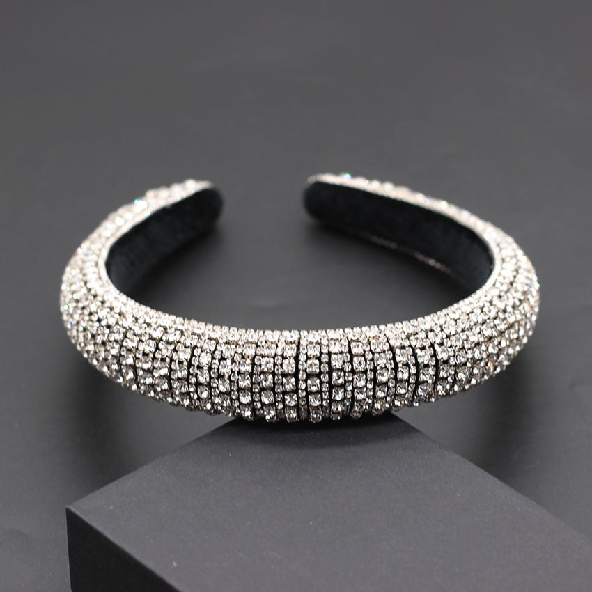 Catwalk Luxury Personality Color Rhinestone Headband New Baroque Fashion Crystal Beads Headband For Women 702
