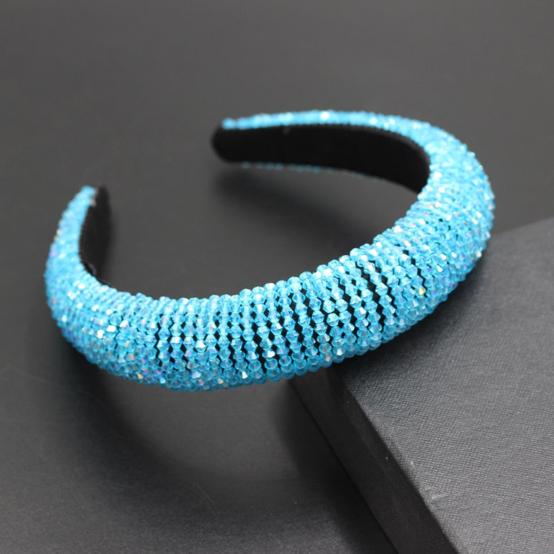 Catwalk Luxury Personality Color Rhinestone Headband New Baroque Fashion Crystal Beads Headband For Women 702