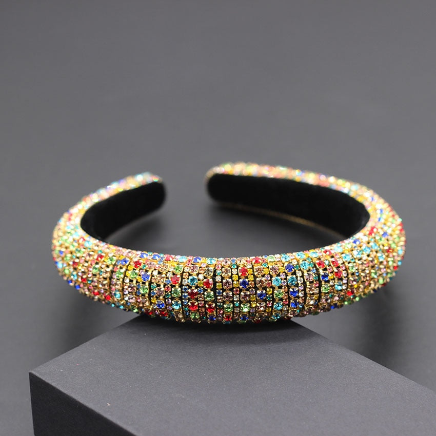 Catwalk Luxury Personality Color Rhinestone Headband New Baroque Fashion Crystal Beads Headband For Women 702