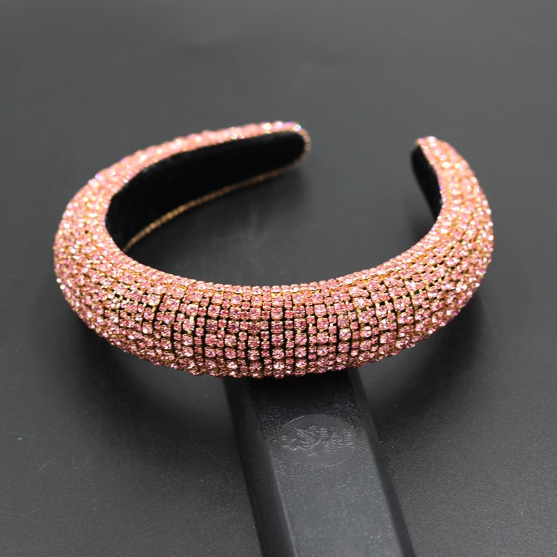Catwalk Luxury Personality Color Rhinestone Headband New Baroque Fashion Crystal Beads Headband For Women 702