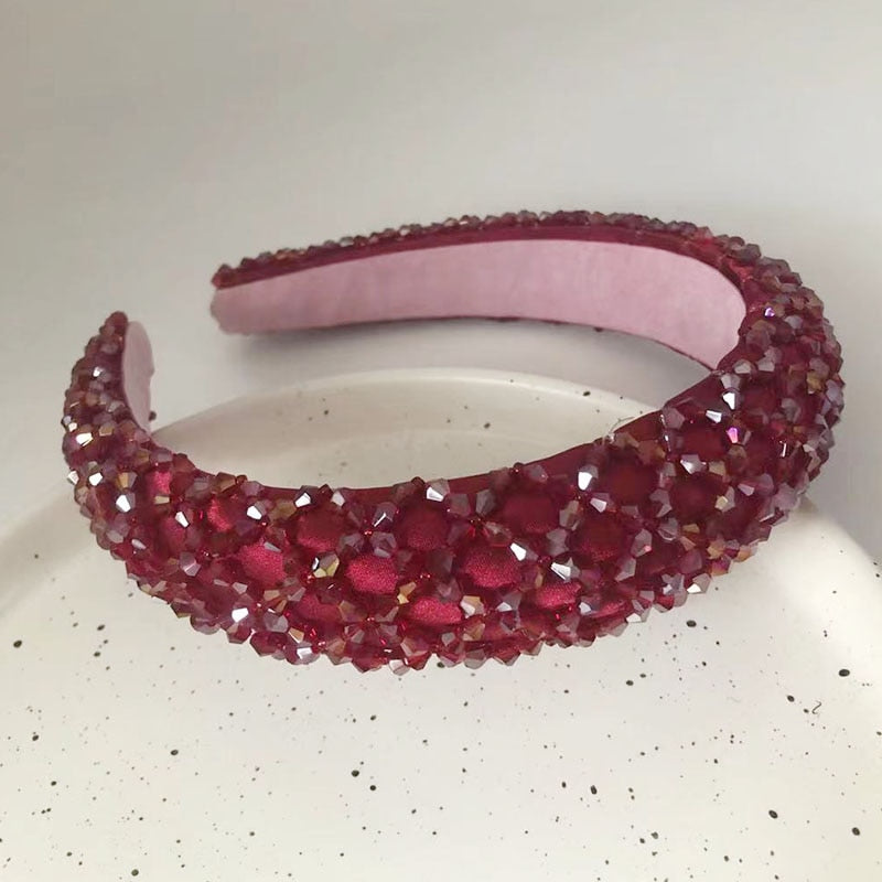 Catwalk Luxury Personality Color Rhinestone Headband New Baroque Fashion Crystal Beads Headband For Women 702