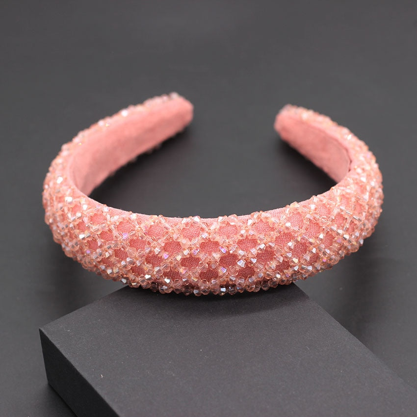 Catwalk Luxury Personality Color Rhinestone Headband New Baroque Fashion Crystal Beads Headband For Women 702