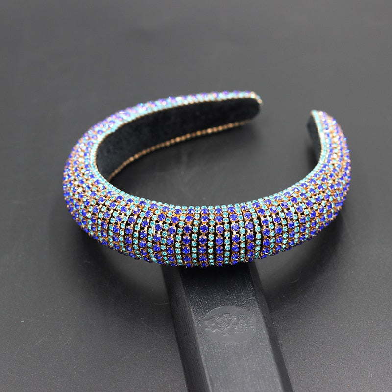 Catwalk Luxury Personality Color Rhinestone Headband New Baroque Fashion Crystal Beads Headband For Women 702