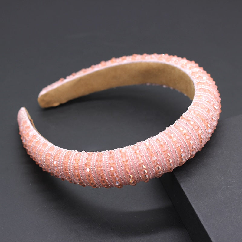 Catwalk Luxury Personality Color Rhinestone Headband New Baroque Fashion Crystal Beads Headband For Women 702