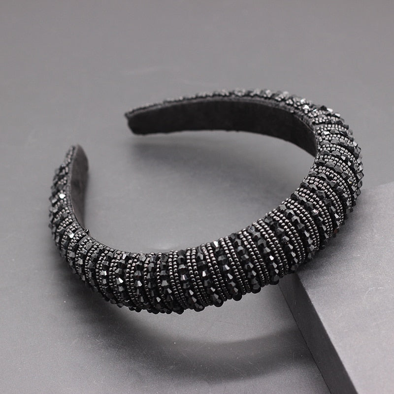Catwalk Luxury Personality Color Rhinestone Headband New Baroque Fashion Crystal Beads Headband For Women 702