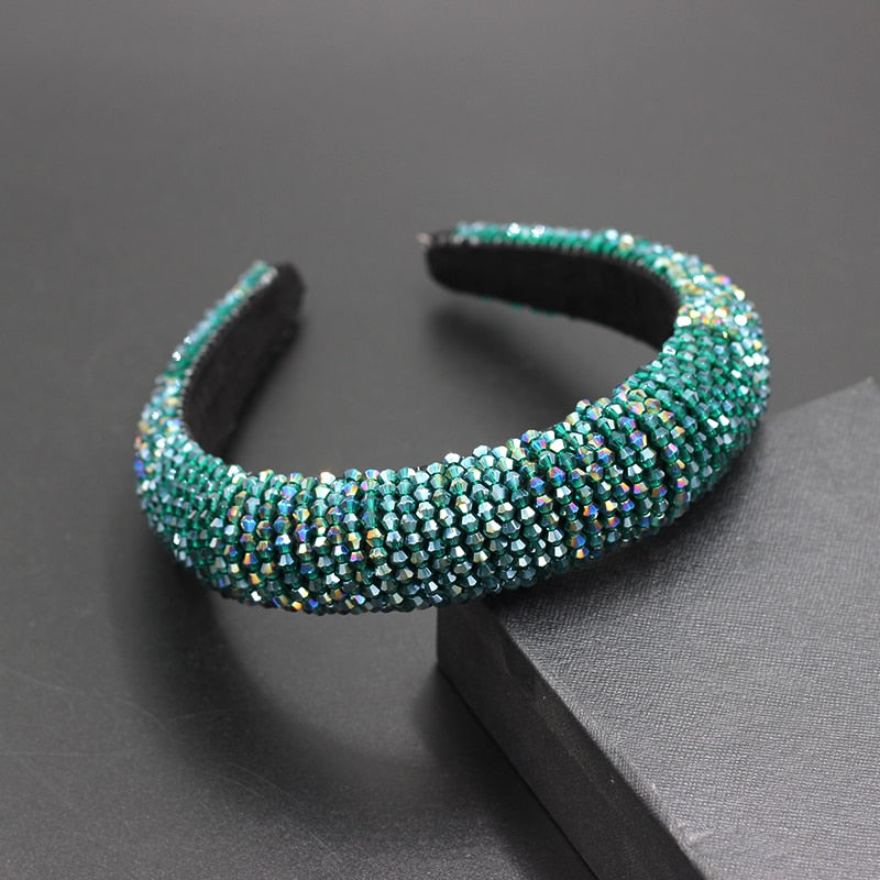 Catwalk Luxury Personality Color Rhinestone Headband New Baroque Fashion Crystal Beads Headband For Women 702