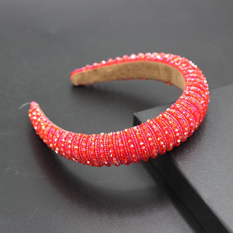 Catwalk Luxury Personality Color Rhinestone Headband New Baroque Fashion Crystal Beads Headband For Women 702