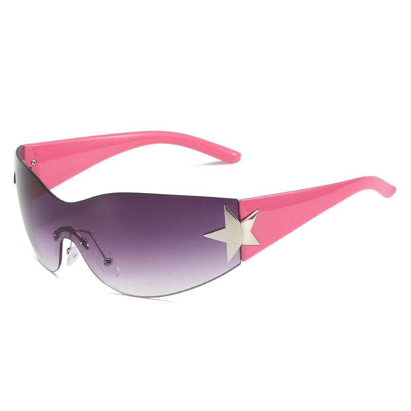 Luxury Punk Sports Sunglasses Women Brand Designer Y2K One Piece Sun Glasses Men Goggle Shades UV400 Five Star Fashion Eyewear