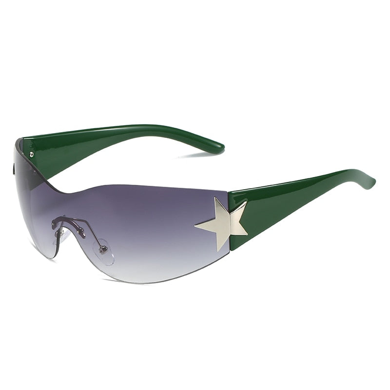 Luxury Punk Sports Sunglasses Women Brand Designer Y2K One Piece Sun Glasses Men Goggle Shades UV400 Five Star Fashion Eyewear
