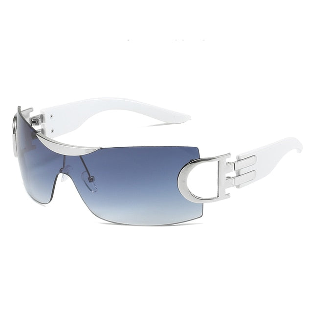Luxury Punk Sports Sunglasses Women Brand Designer Y2K One Piece Sun Glasses Men Goggle Shades UV400 Five Star Fashion Eyewear