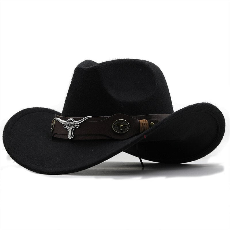 Simple Women Red Wool Chapeu Western Cowgirl Hats Size 56-58cm