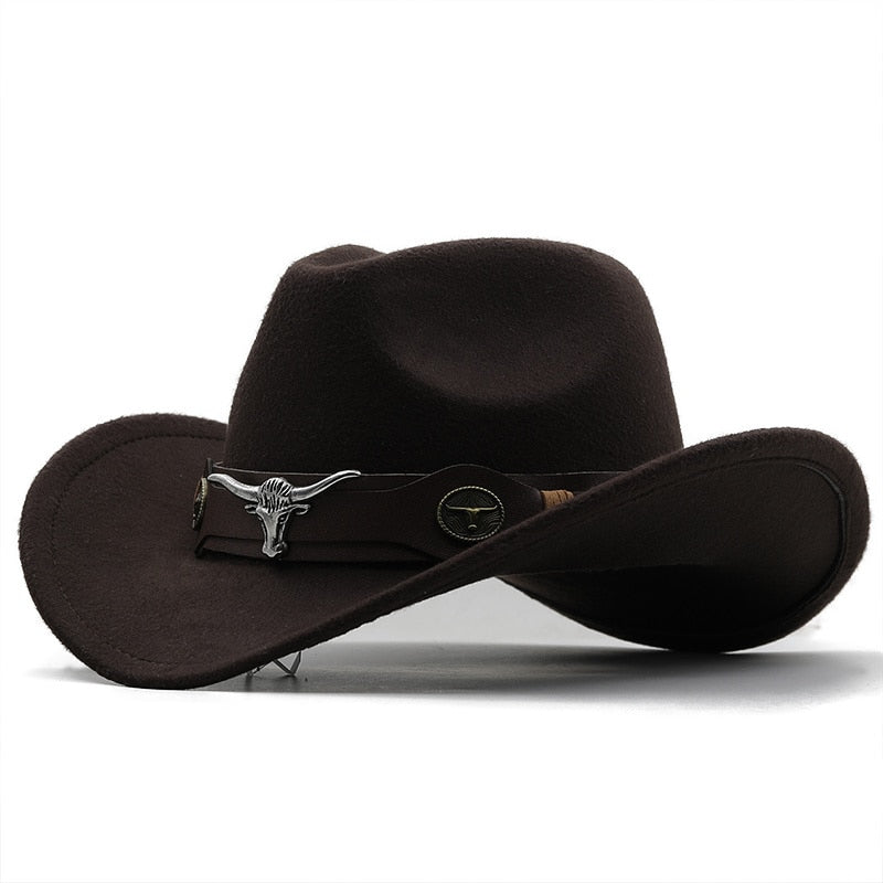 Simple Women Red Wool Chapeu Western Cowgirl Hats Size 56-58cm