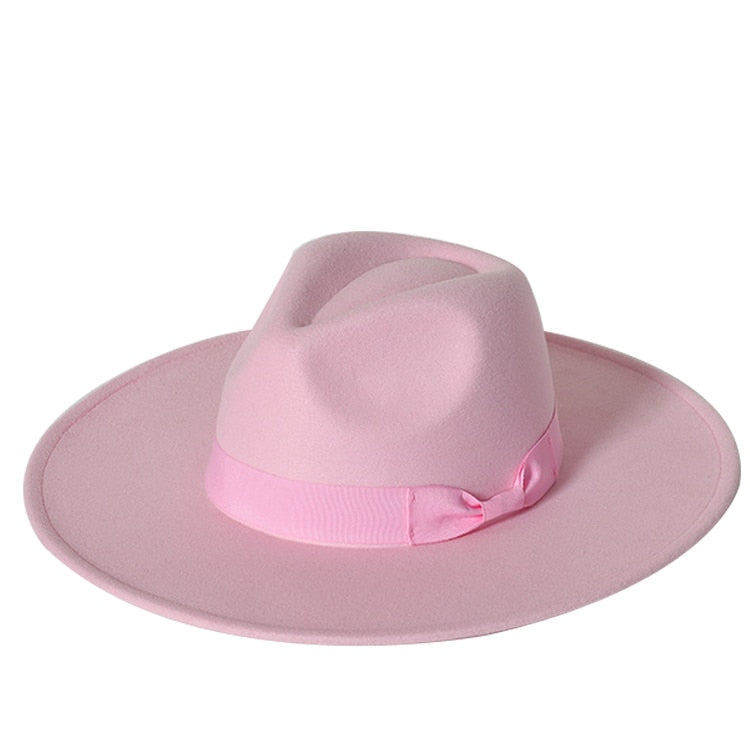 New color Fedora winter hat top concave-convex water drop 9.5cm brim male and female felt