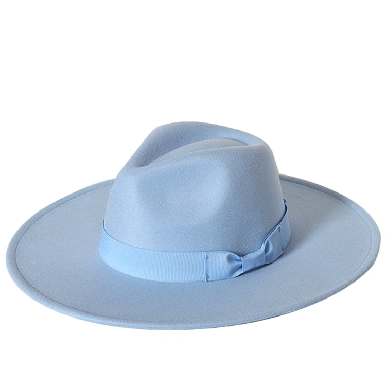 New color Fedora winter hat top concave-convex water drop 9.5cm brim male and female felt
