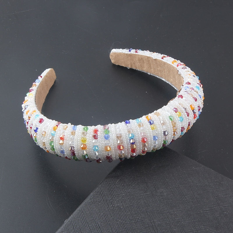 Catwalk Luxury Personality Color Rhinestone Headband New Baroque Fashion Crystal Beads Headband For Women 702