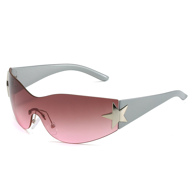 Luxury Punk Sports Sunglasses Women Brand Designer Y2K One Piece Sun Glasses Men Goggle Shades UV400 Five Star Fashion Eyewear