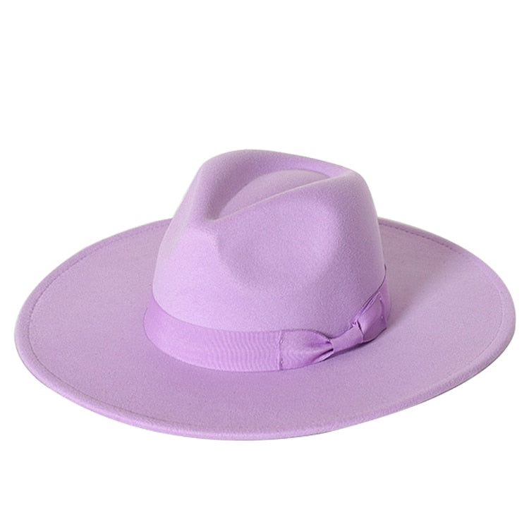New color Fedora winter hat top concave-convex water drop 9.5cm brim male and female felt