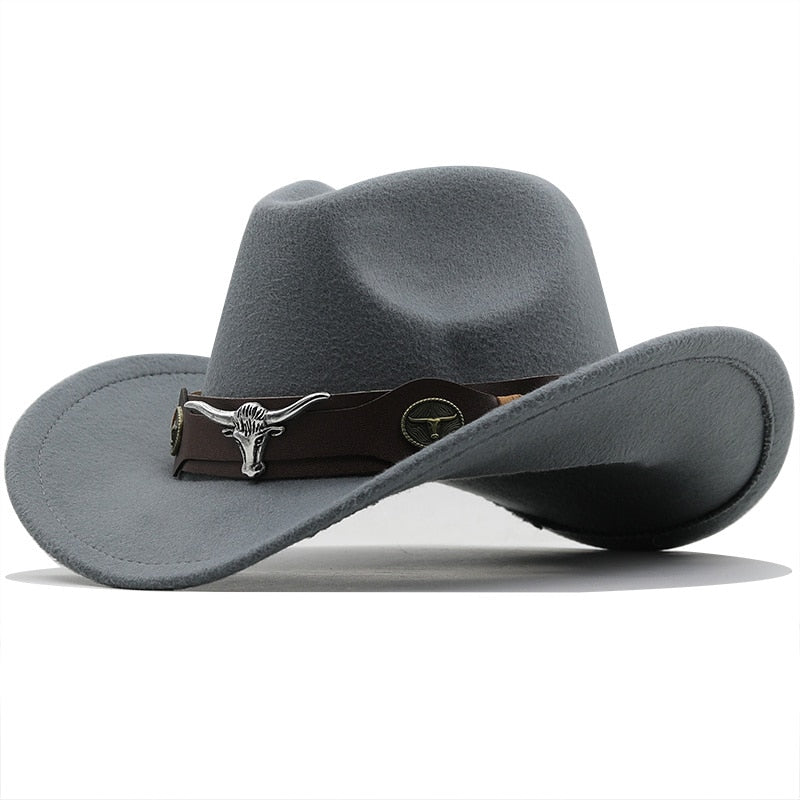 Simple Women Red Wool Chapeu Western Cowgirl Hats Size 56-58cm