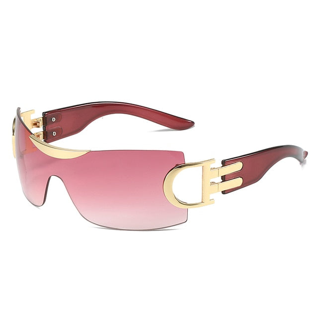 Luxury Punk Sports Sunglasses Women Brand Designer Y2K One Piece Sun Glasses Men Goggle Shades UV400 Five Star Fashion Eyewear