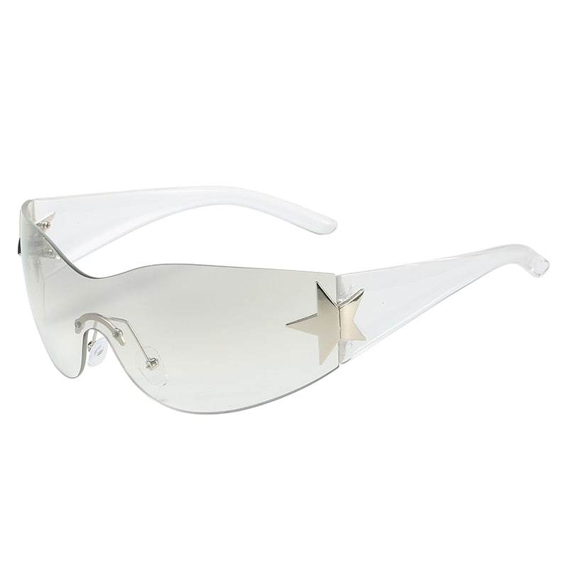 Luxury Punk Sports Sunglasses Women Brand Designer Y2K One Piece Sun Glasses Men Goggle Shades UV400 Five Star Fashion Eyewear