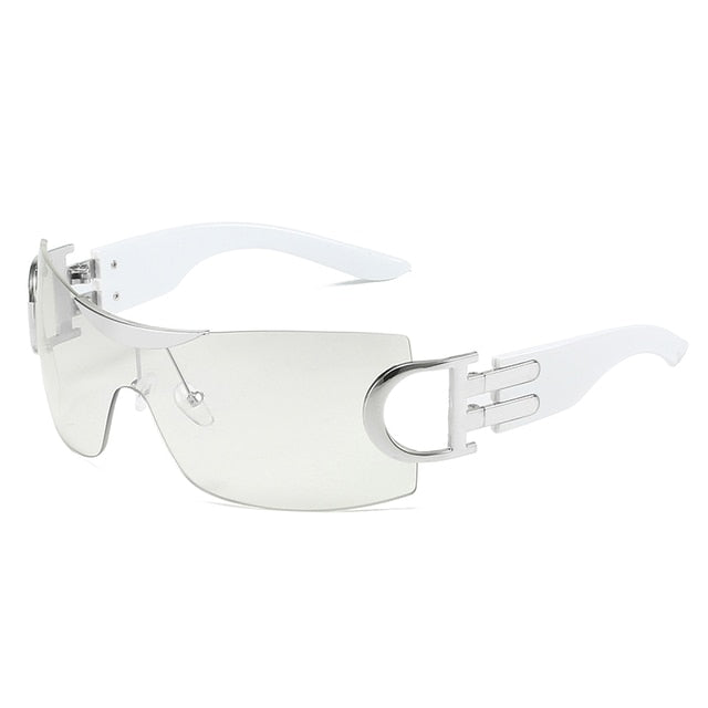 Luxury Punk Sports Sunglasses Women Brand Designer Y2K One Piece Sun Glasses Men Goggle Shades UV400 Five Star Fashion Eyewear
