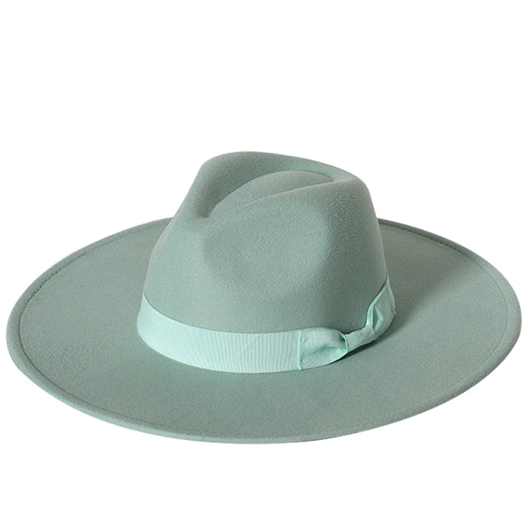 New color Fedora winter hat top concave-convex water drop 9.5cm brim male and female felt